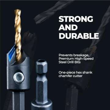  toolant Silence Combination Countersink Drill Bits Set