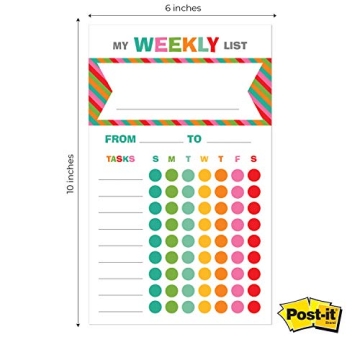 Bright Cheerful Weekly Chore Chart for Kids - 50 Sticky Notes