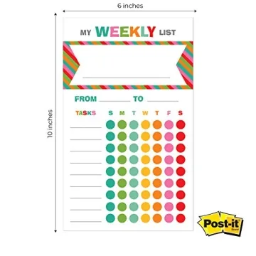 Bright Cheerful Weekly Chore Chart for Kids - 50 Sticky Notes