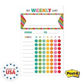 Bright Cheerful Weekly Chore Chart for Kids - 50 Sticky Notes