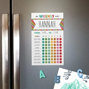 Bright Cheerful Weekly Chore Chart for Kids - 50 Sticky Notes