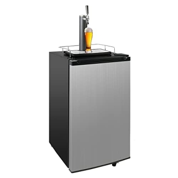 3.4 Cu.Ft. Kegerator, Keg Beer Cooler for Beer Dispensing with 4 Casters, CO2 Cylinder, Temperature ...