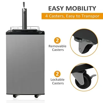 Compact Kegerator with CO2 Cylinder and Wheels