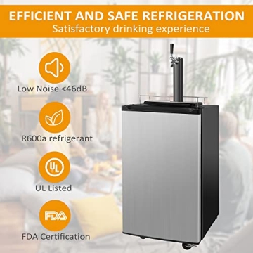 Compact Kegerator with CO2 Cylinder and Wheels