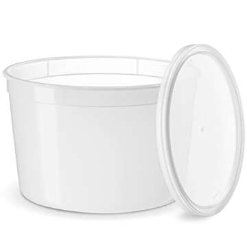 Comfy Package [12 Sets - 64 oz. Disposable Plastic Food Storage Deli Containers With Lids, Ice Cream...