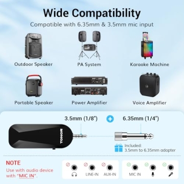 TONOR Wireless Headset Microphone System - UHF 2 in 1 Design for Clarity and Versatility