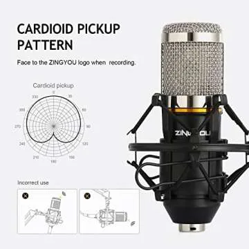 ZINGYOU Condenser Microphone Bundle, BM-800 Mic Kit with Adjustable Mic Suspension Scissor Arm, Shock Mount and Double-Layer Pop Filter for Studio Recording & Brocasting (BM-800 Microphone Bundle)