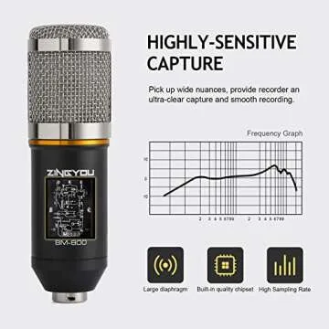 ZINGYOU Condenser Microphone Bundle, BM-800 Mic Kit with Adjustable Mic Suspension Scissor Arm, Shock Mount and Double-Layer Pop Filter for Studio Recording & Brocasting (BM-800 Microphone Bundle)