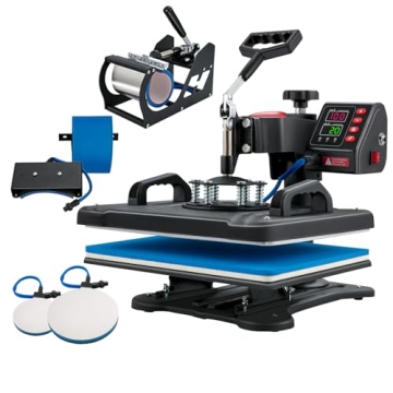 VEVOR 5 in 1 Heat Press Machine - Digital Multifunctional Sublimation T-Shirt, Hat, Mug Maker