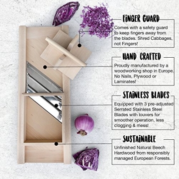 Raw Rutes Wooden Cabbage Shredder - Slicer Made in Europe!