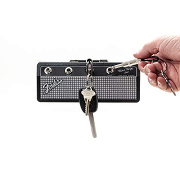 P Pluginz Licensed Fender Jack Rack- Wall mounting Guitar amp Key Holder, Includes 4 Guitar Plug Keychains and 1 Wall mounting kit. Quick and Easy Installation.