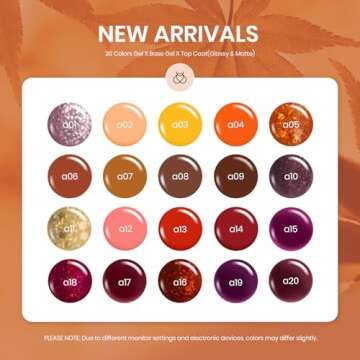 Beetles 23Pcs Fall Gel Nail Polish Kit Winter 20 Colors with Base Gel Top Coat Orange Brown Burgundy...