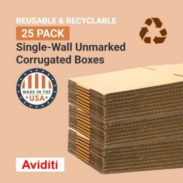 Aviditi 10 x 6 x 4 Corrugated Cardboard Boxes, Small 10"L x 6"W x 4"H, Pack of 25 | Shipping, Packaging, Moving, Storage Box for Home or Business, Strong Wholesale Bulk Boxes