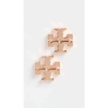 Tory Burch Women's Logo Stud Earrings, Rose Gold, One Size