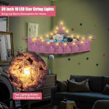 Stuffed Animal Storage Hammock Corner, 56'' Large Stuffed Animal Net Organizer for Teddy Plush Nurse...