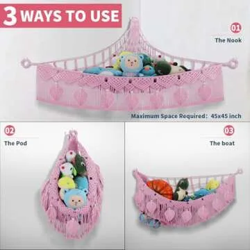 56 Large Stuffed Animal Hammock Storage Organizer for Kids