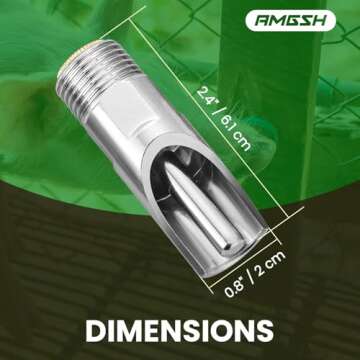 AMGSH 5Pack Pig Waterer Nipples, NPT 1/2" Stainless Steel Automatic Pig Nipple Drinker Feeder Hog Wa...