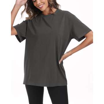 PRIMODA Womens Oversized Short Sleeve T Shirts Trendy Crew Neck Loose Workout Tee Casual Summer Tops...