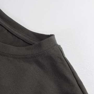 PRIMODA Womens Oversized Short Sleeve T Shirts Trendy Crew Neck Loose Workout Tee Casual Summer Tops Cotton(Charcoal Heather S)