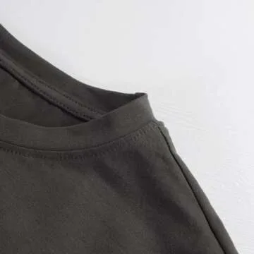 PRIMODA Womens Oversized Short Sleeve T Shirts Trendy Crew Neck Loose Workout Tee Casual Summer Tops Cotton(Charcoal Heather S)