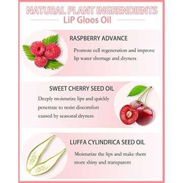 Hydrating Plumping Lip Glow Oil,Tinted Lip Gloss,Transparent Toot Lip Oil,Long Lasting Moisturizing ...