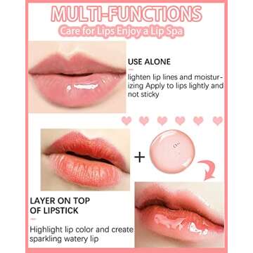 Hydrating Plumping Lip Glow Oil,Tinted Lip Gloss,Transparent Toot Lip Oil,Long Lasting Moisturizing Clear Glow Reviver Lip Oil for Lip Care Dry Lips,Women's Day Makeup Gift for Women(#001 Pink)
