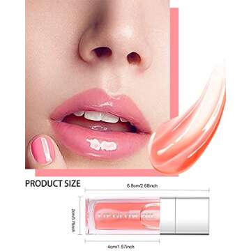 Hydrating Plumping Lip Glow Oil,Tinted Lip Gloss,Transparent Toot Lip Oil,Long Lasting Moisturizing Clear Glow Reviver Lip Oil for Lip Care Dry Lips,Women's Day Makeup Gift for Women(#001 Pink)