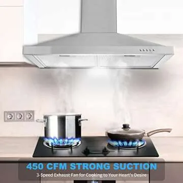 Tieasy Wall Mount Range Hood 30 inch - Sleek, Powerful & Efficient