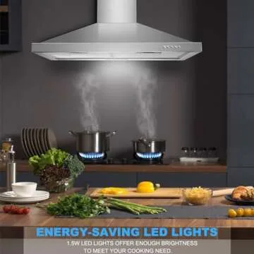 Tieasy 30 inch Wall Mount Range Hood - 450 CFM Performance