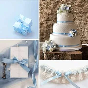 Light Blue Ribbon 3/8 Inch, 25 Yards Satin Fabric Ribbons for Christmas Gift Wrapping, Christmas Garland, Christmas Tree Ornaments, Bows Making, DIY Crafts, Sewing Projects and Wedding Party