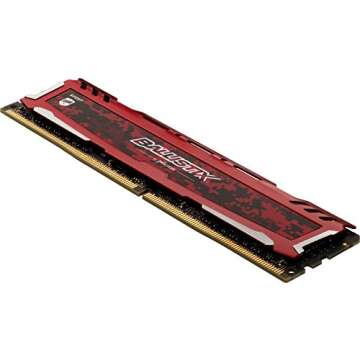 Crucial Ballistix Sport LT 2666 MHz DDR4 DRAM Desktop Gaming Memory Single 8GB CL16 BLS8G4D26BFSE (Red)