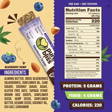Organic Real Food Bar Blueberry Hemp - Vegan Snack Bar