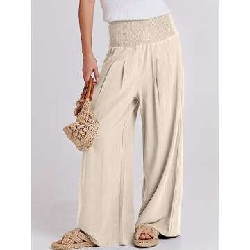Comfortable ANRABESS Women Linen Palazzo Pants for Summer 2025