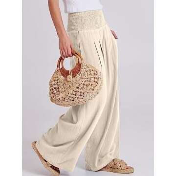 Buy ANRABESS Women Linen Palazzo Pants for Summer Style