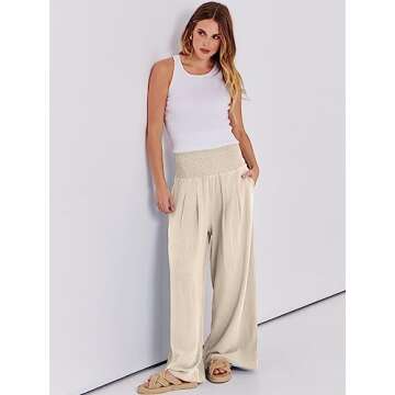 Buy ANRABESS Women Linen Palazzo Pants for Summer Style
