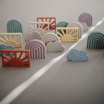 mushie Silicone Baby Teether Toy | Rainbow (Mauve)