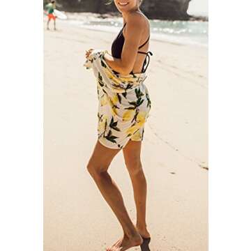 Yonala Women's Beach Cover Up Floral Print Casual Swimsuit Kimono Cardigans