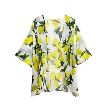 Yonala Women's Beach Cover Up Floral Print Casual Swimsuit Kimono Cardigans