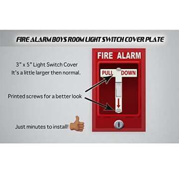 Fire Alarm Cool Light Switch Plate Cover for Teens Room Fun Novelty Gift Decorative Decor Bedroom (F...