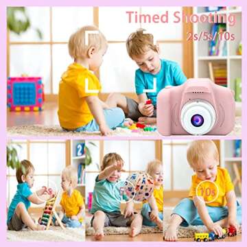 Nynicorny Kids Camera, Children Digital Rechargeable Cameras Toddler Educational Toys, Mini Children Video Record Camera with 1080P HD 2 Inch Screen & 32GB SD Card for Birthday (Pale Pink)…