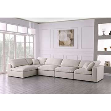 Meridian Furniture 601 Cream-Sec5D Serene Collection Modern Deluxe Comfort Modular Sectional