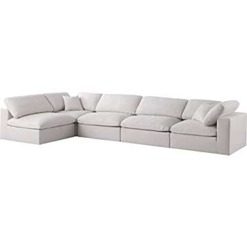 Meridian Furniture 601 Cream Modular Sectional - Luxury Comfort