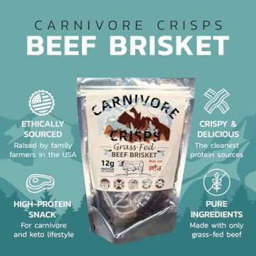 Carnivore Crisps, Grass-Fed and Finished Beef Brisket, Beef Crisps, High Protein, Keto & Carnivore D...