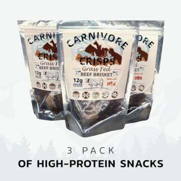 Carnivore Crisps, Grass-Fed and Finished Beef Brisket, Beef Crisps, High Protein, Keto & Carnivore Diet Approved, Gluten-Free, No Hormones, 1.5 oz (Pack of 3)