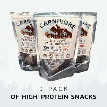Carnivore Crisps, Grass-Fed and Finished Beef Brisket, Beef Crisps, High Protein, Keto & Carnivore Diet Approved, Gluten-Free, No Hormones, 1.5 oz (Pack of 3)