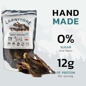 Carnivore Crisps, Grass-Fed and Finished Beef Brisket, Beef Crisps, High Protein, Keto & Carnivore Diet Approved, Gluten-Free, No Hormones, 1.5 oz (Pack of 3)