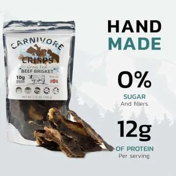 Carnivore Crisps, Grass-Fed and Finished Beef Brisket, Beef Crisps, High Protein, Keto & Carnivore Diet Approved, Gluten-Free, No Hormones, 1.5 oz (Pack of 3)