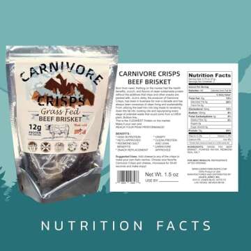 Carnivore Crisps, Grass-Fed and Finished Beef Brisket, Beef Crisps, High Protein, Keto & Carnivore Diet Approved, Gluten-Free, No Hormones, 1.5 oz (Pack of 3)