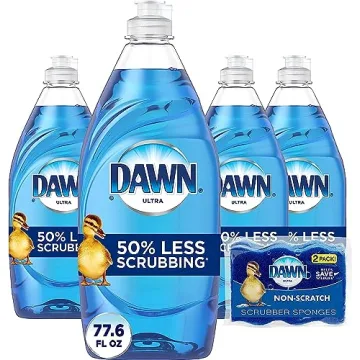 Dawn Ultra Dishwashing Liquid Dish Soap 4-Pack with Non-Scratch Sponge