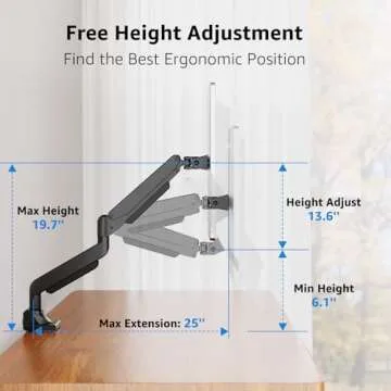 MOUNTUP Single Monitor Mount fits 17''-43'' Ultrawide Screen, Holds 6.6-33lbs, Computer Monitor Arm Desk Mount, Heavy Duty Gas Spring Monitor Stand for Flat/Curved Screen, with C-clamp/Grommet Base